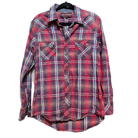 rock & roll cowboy Tops - Rock & Roll CowBoy Men’s Snap On Long Sleeve Plaid Shirt